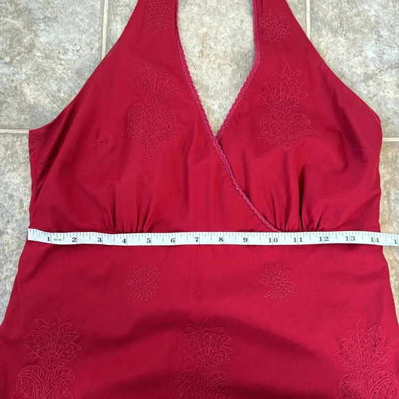 J.Crew Halterneck Embroidered A-line Midi Dress in Wine color Small/Medium - Picture 5 of 13